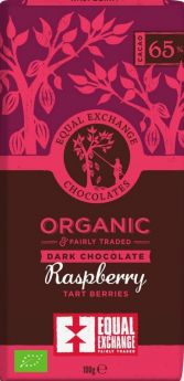 Equal Exchange ORG 65% Dark Chocolate with Raspberries 100g-Case of 12
