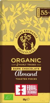 Equal Exchange ORG 55% Dark Chocolate with Almonds100g-Case of 12