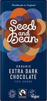 Seed & Bean Organic & Fairtrade Extra Dark 72% Dominican Choc 75g-Case of 10