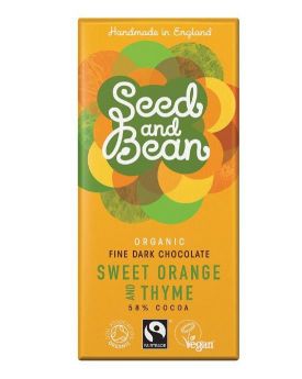 Seed & Bean Organic & Fairtrade Dark Sweet Orange & Thyme Choc 75g