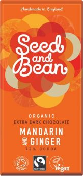 Seed & Bean Organic & Fairtrade Dark Mandarin & Ginger Choc 75g