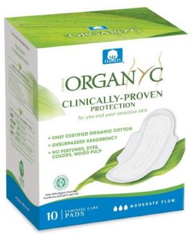 Organ(y)c Sanitary Pads Day folded Wings 100% cotton 10pcs (GOTS certified)-Case of 12