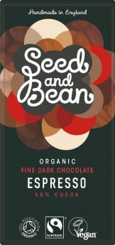 Seed & Bean Organic & Fairtrade Dark Coffee Espresso Choc 75g-Case of 10